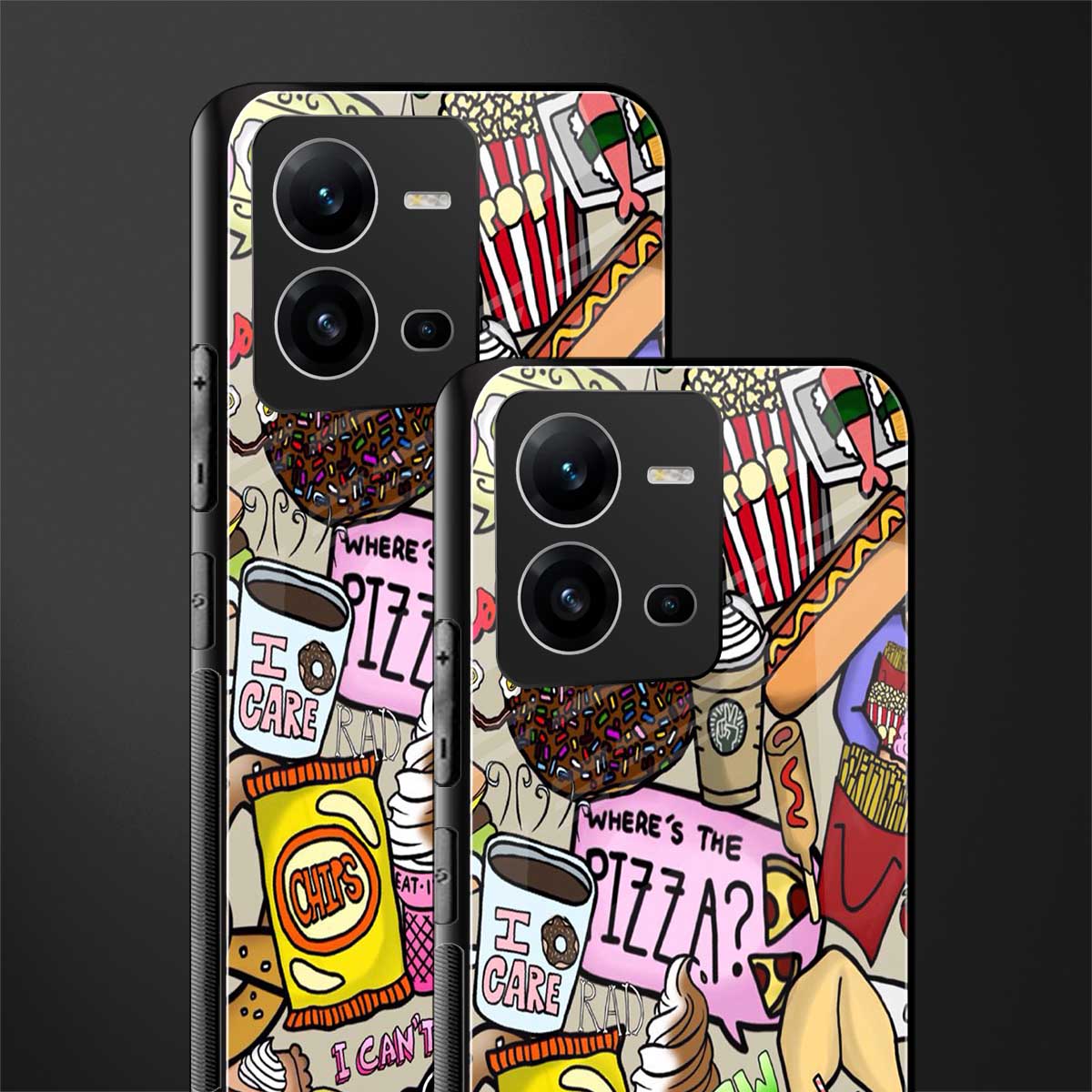 tasty food collage back phone cover | glass case for vivo v25-5g