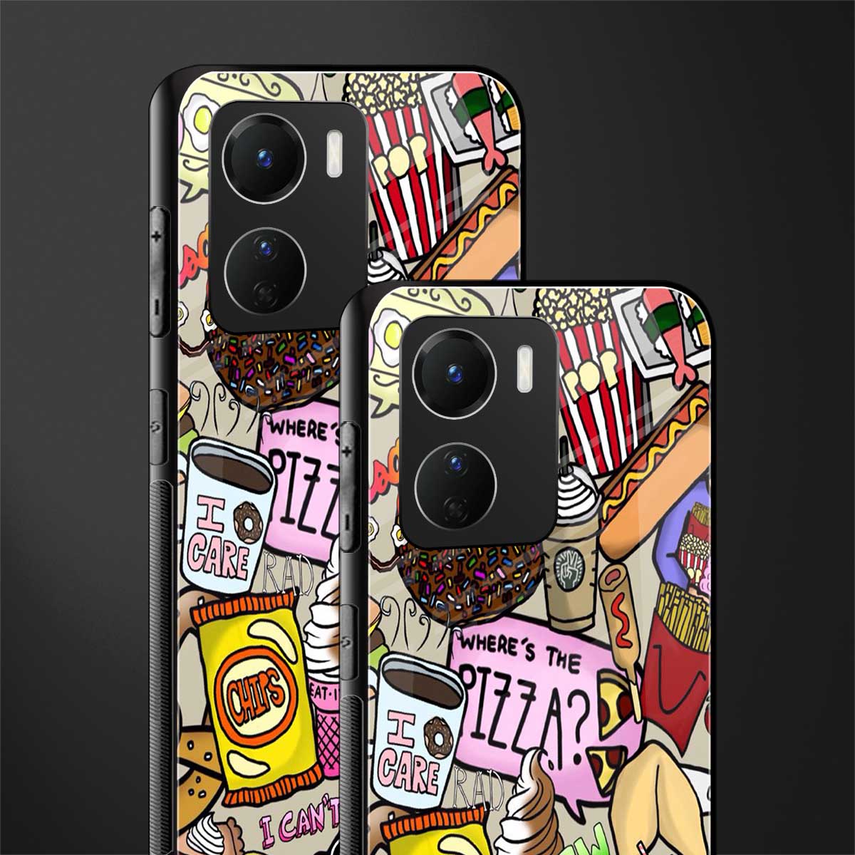 tasty food collage back phone cover | glass case for vivo y16