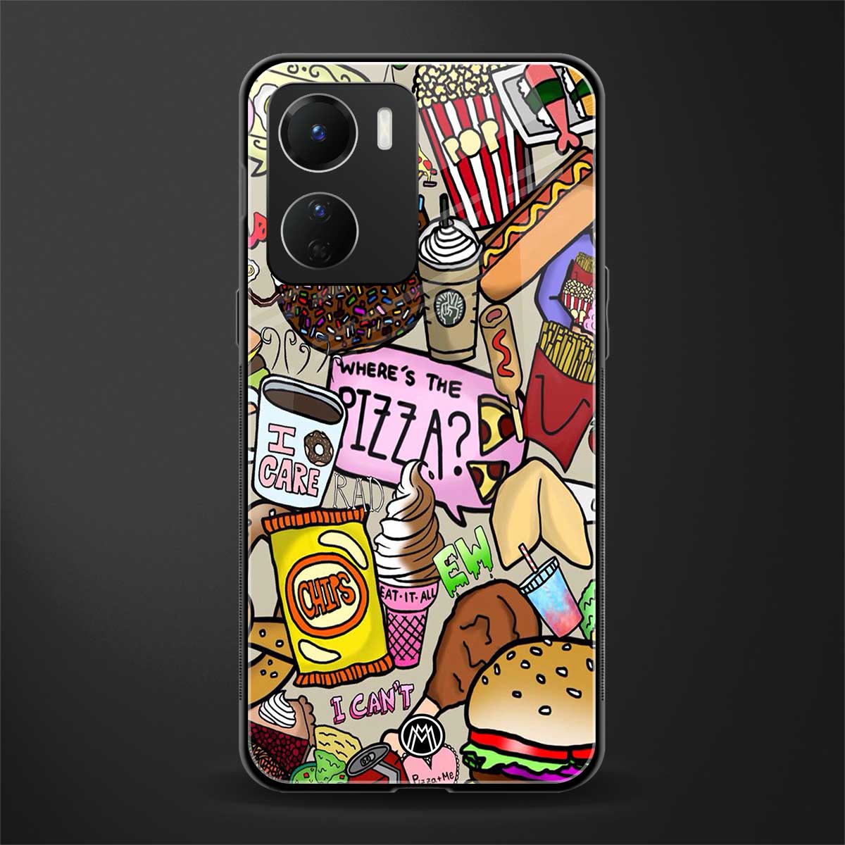tasty food collage back phone cover | glass case for vivo y16