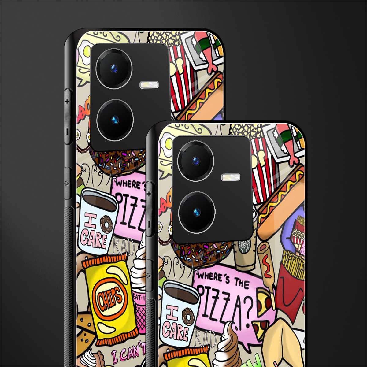 tasty food collage back phone cover | glass case for vivo y22