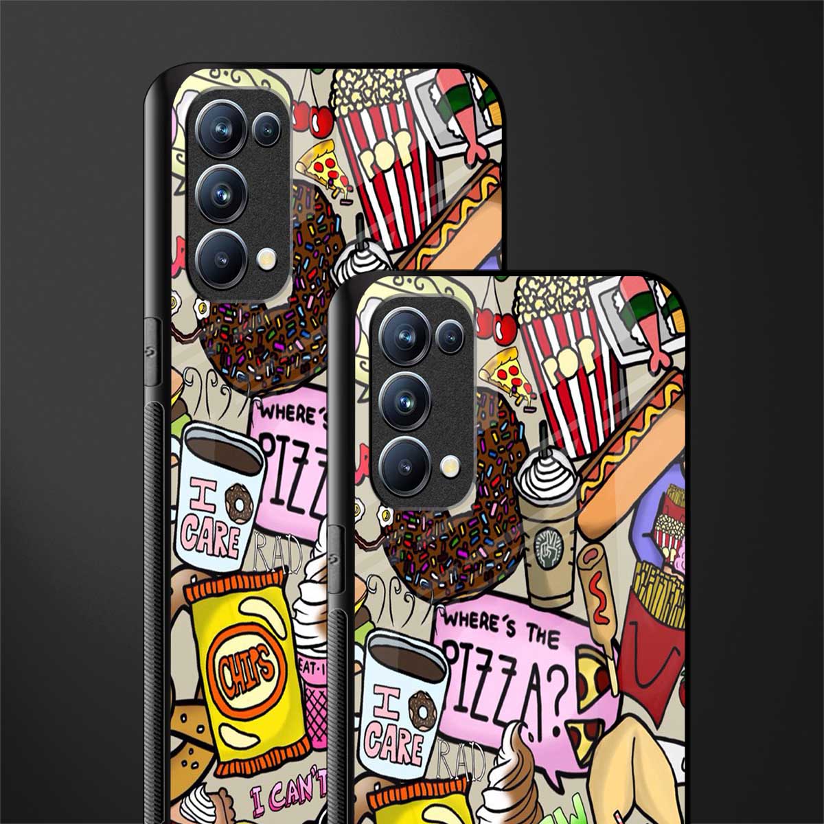 tasty food collage back phone cover | glass case for oppo reno 5
