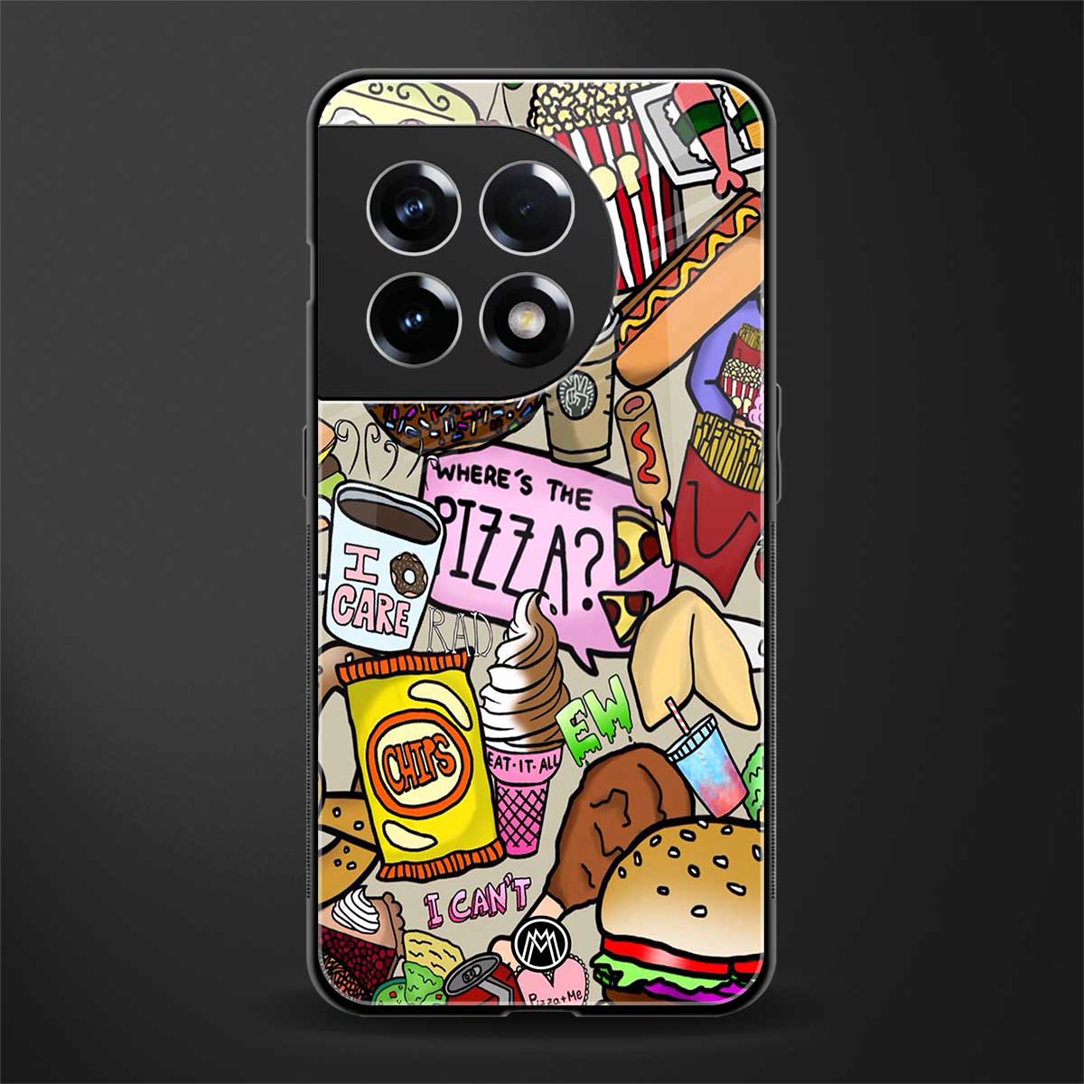 tasty food collage back phone cover | glass case for oneplus 11r