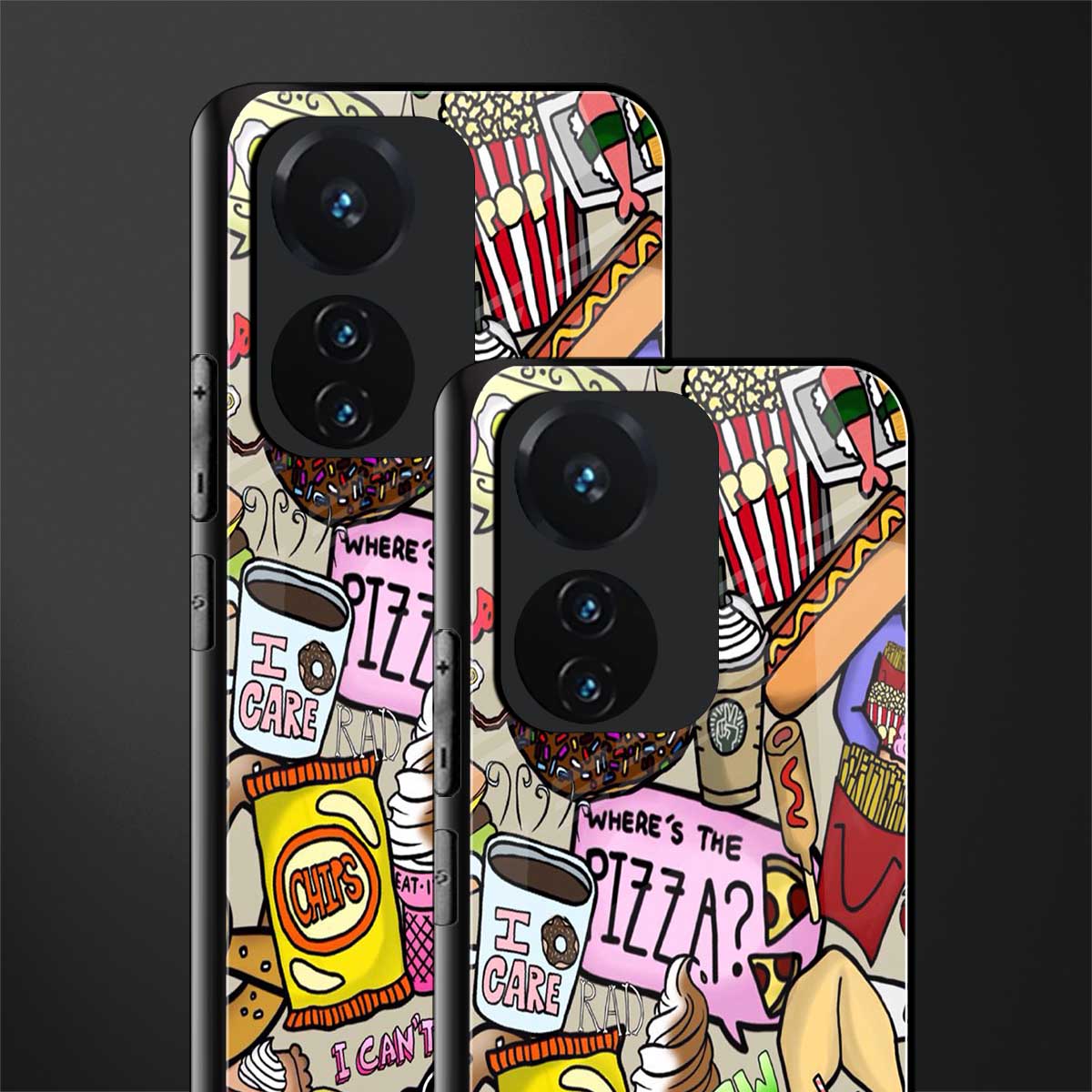 tasty food collage back phone cover | glass case for vivo t1 44w 4g