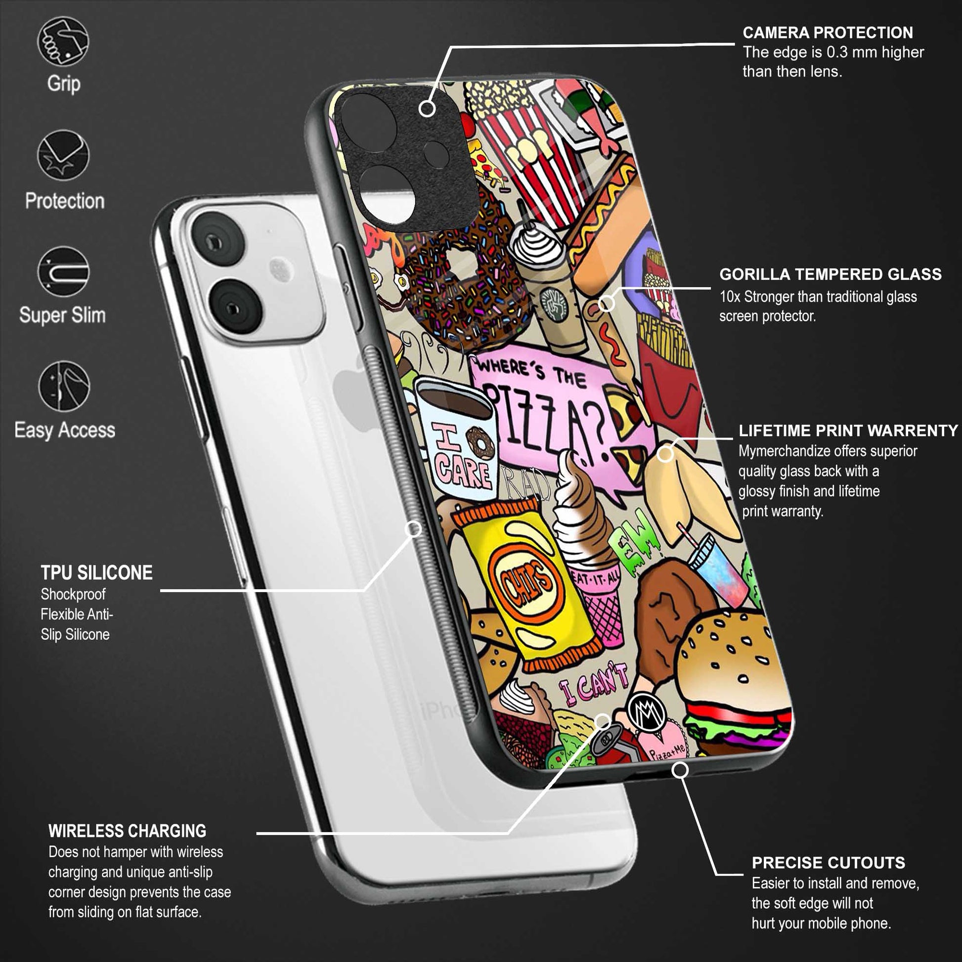 tasty food collage back phone cover | glass case for oppo reno 8 pro