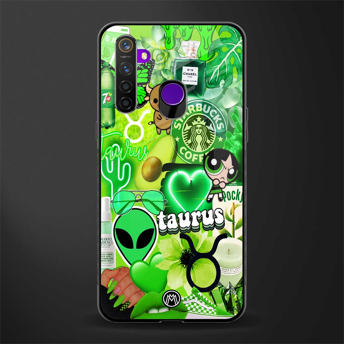 taurus aesthetic collage glass case for realme 5s image