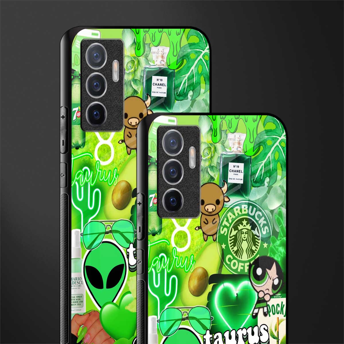 taurus aesthetic collage glass case for vivo v23e image-2