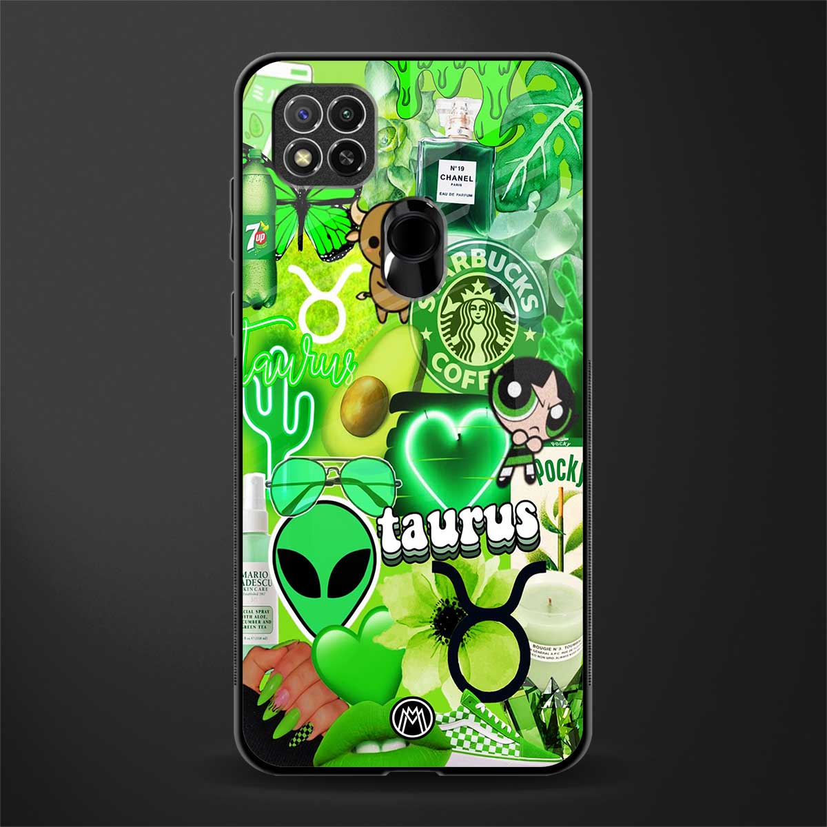 taurus aesthetic collage glass case for redmi 9 image