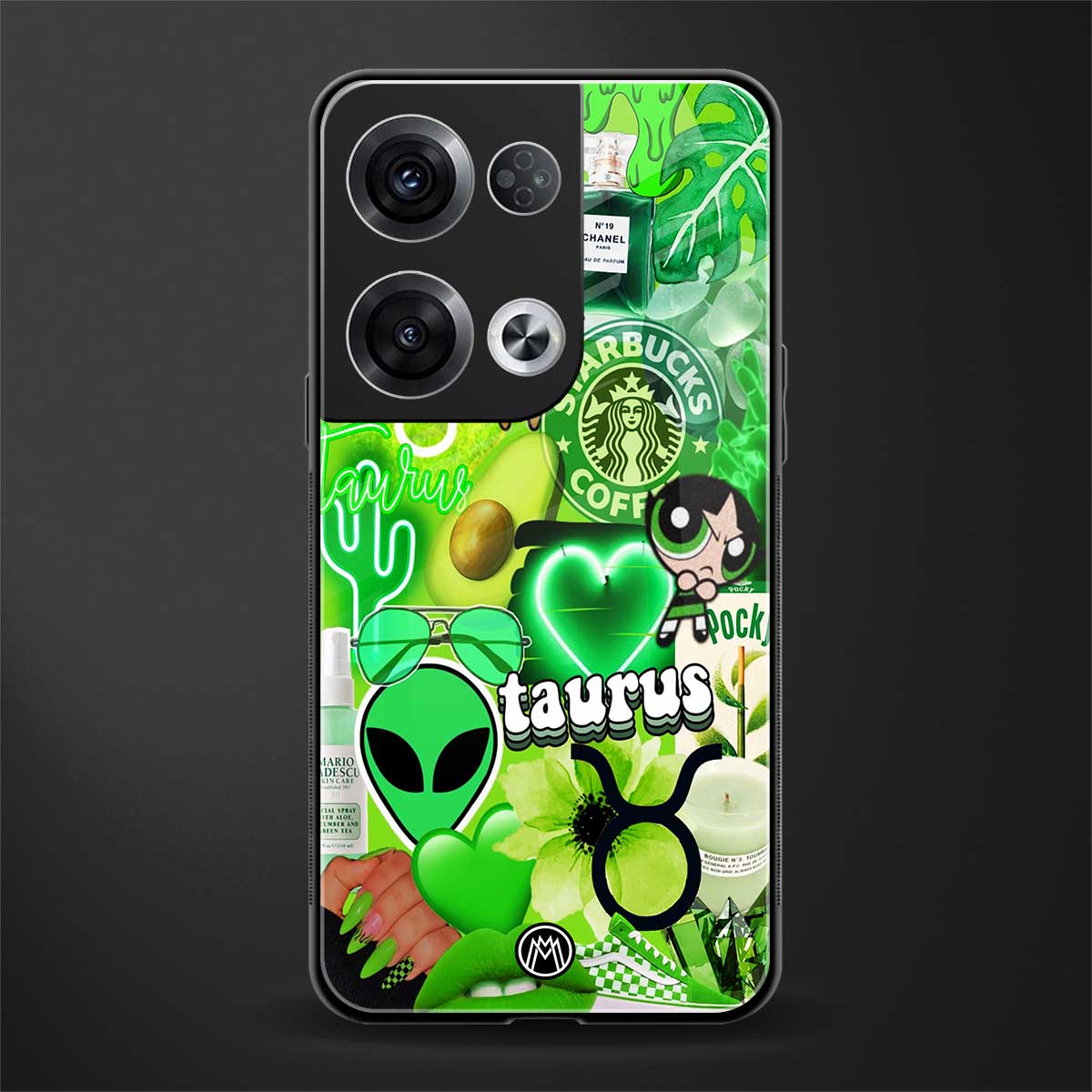 taurus aesthetic collage back phone cover | glass case for oppo reno 8 pro