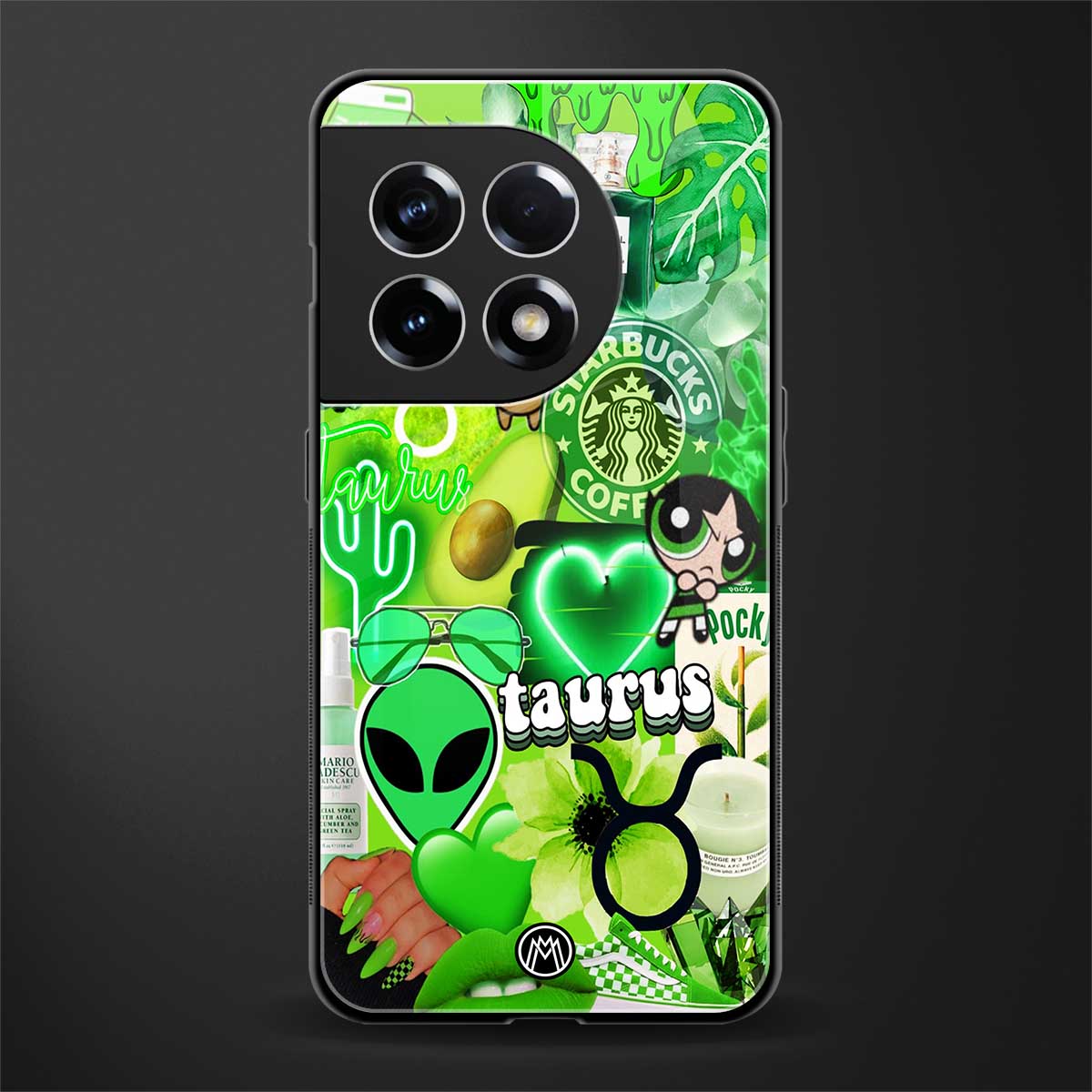 taurus aesthetic collage back phone cover | glass case for oneplus 11r
