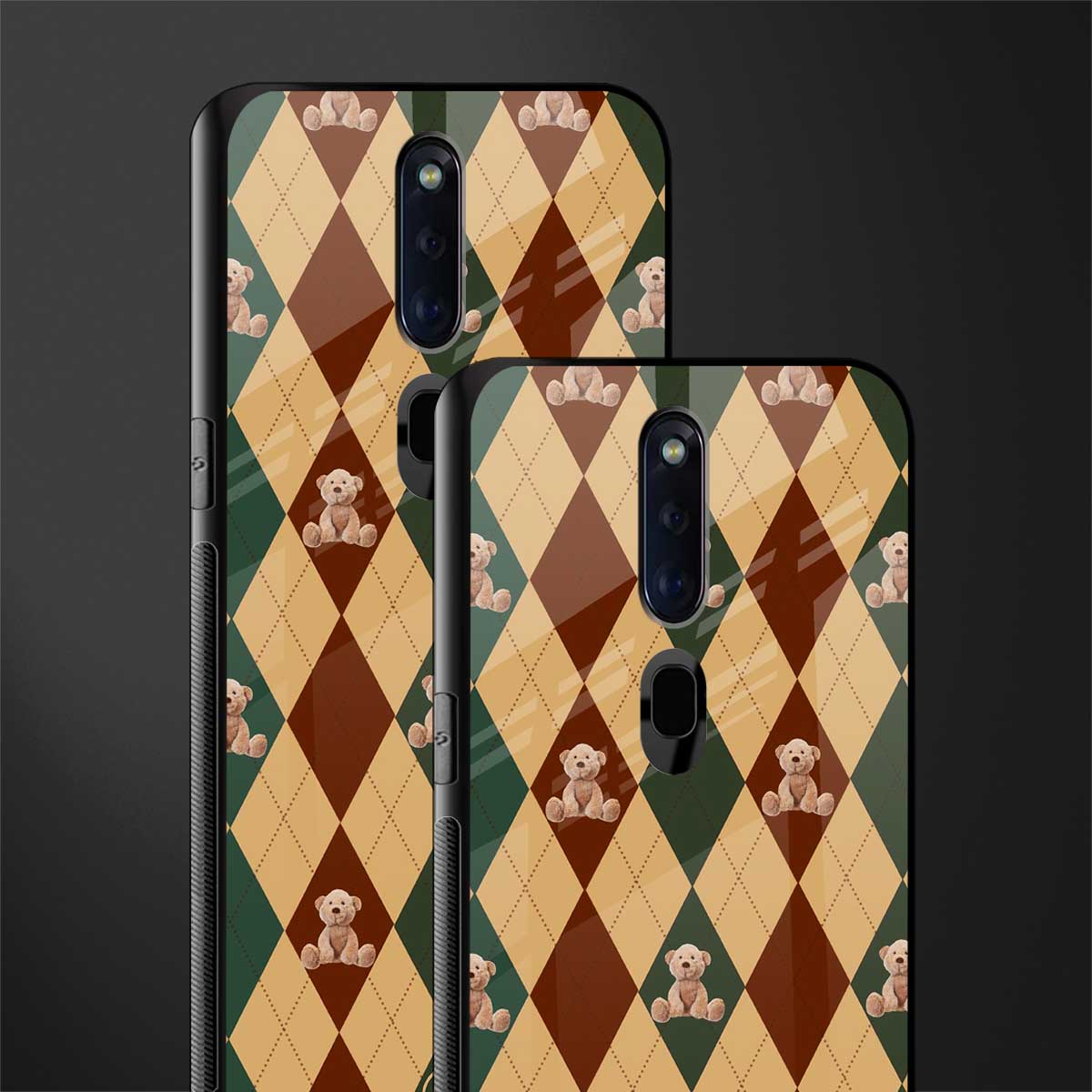 ted checkered pattern glass case for oppo f11 pro image-2