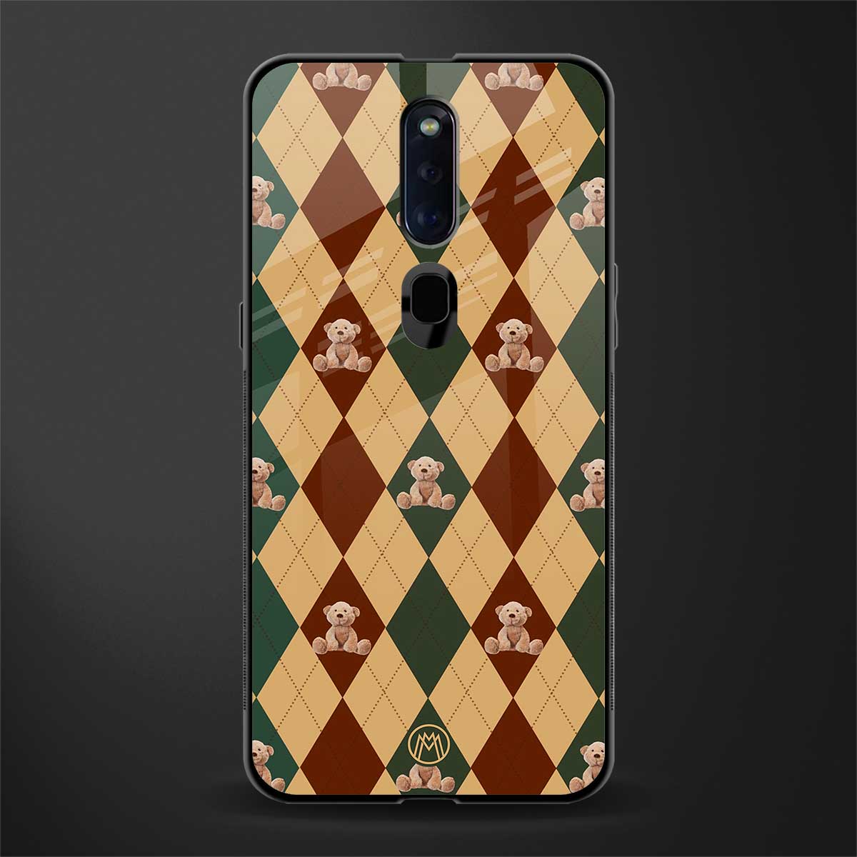 ted checkered pattern glass case for oppo f11 pro image