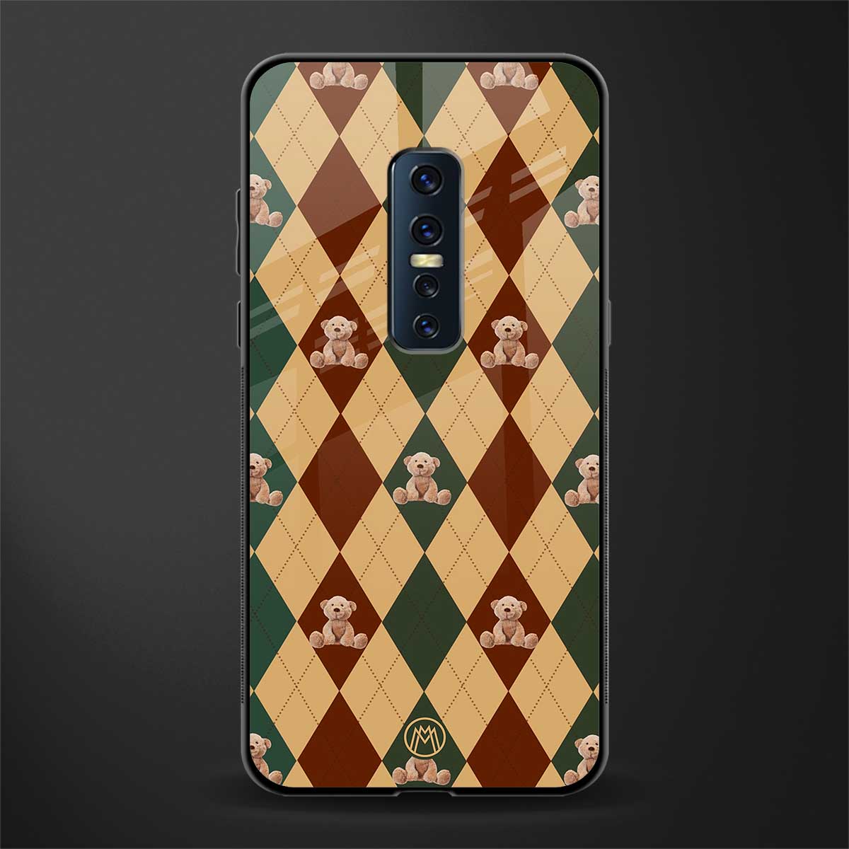 ted checkered pattern glass case for vivo v17 pro image