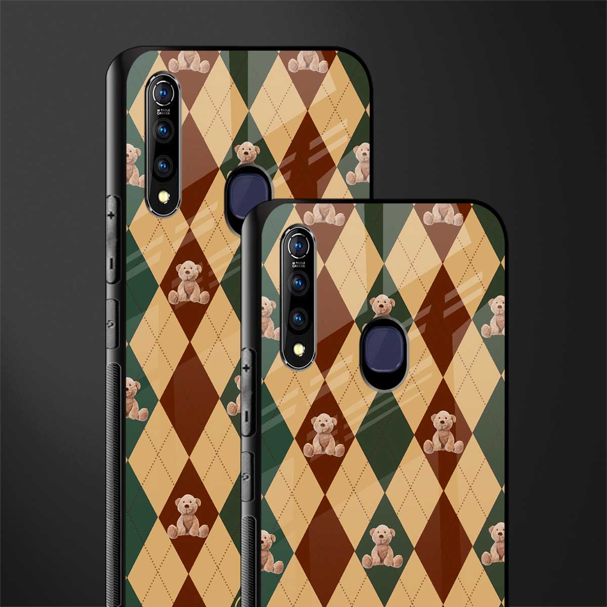 ted checkered pattern glass case for vivo z1 pro image-2