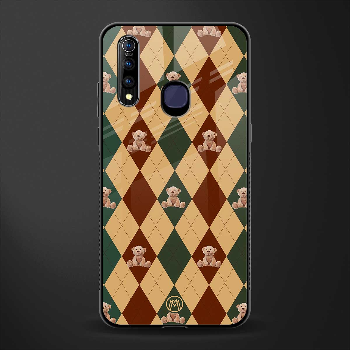 ted checkered pattern glass case for vivo z1 pro image