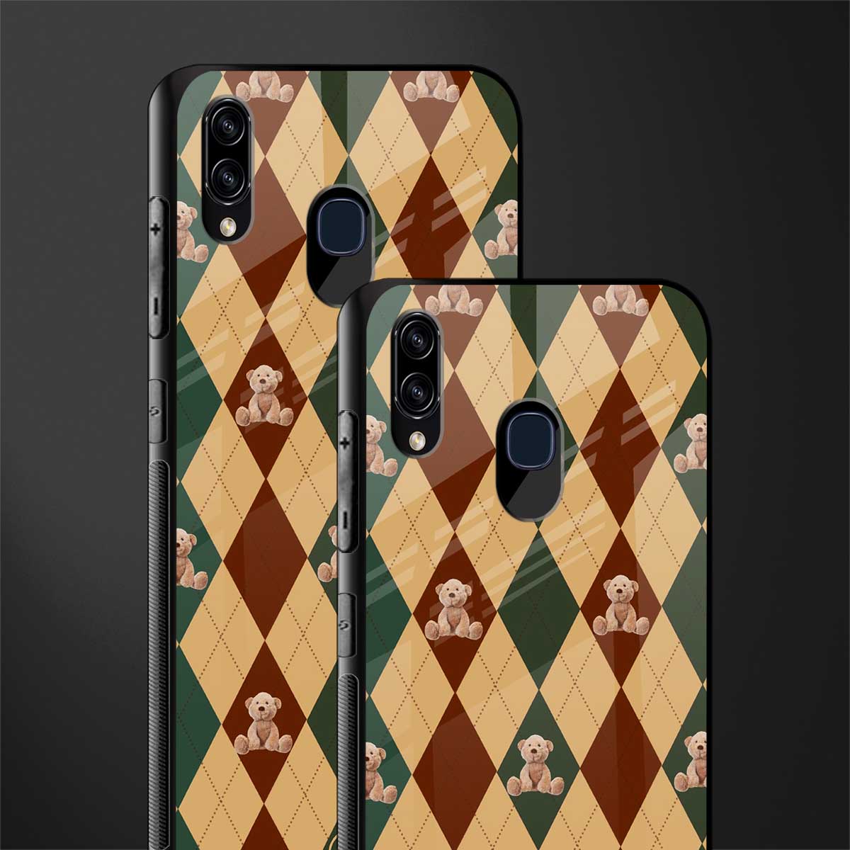 ted checkered pattern glass case for samsung galaxy a20 image-2