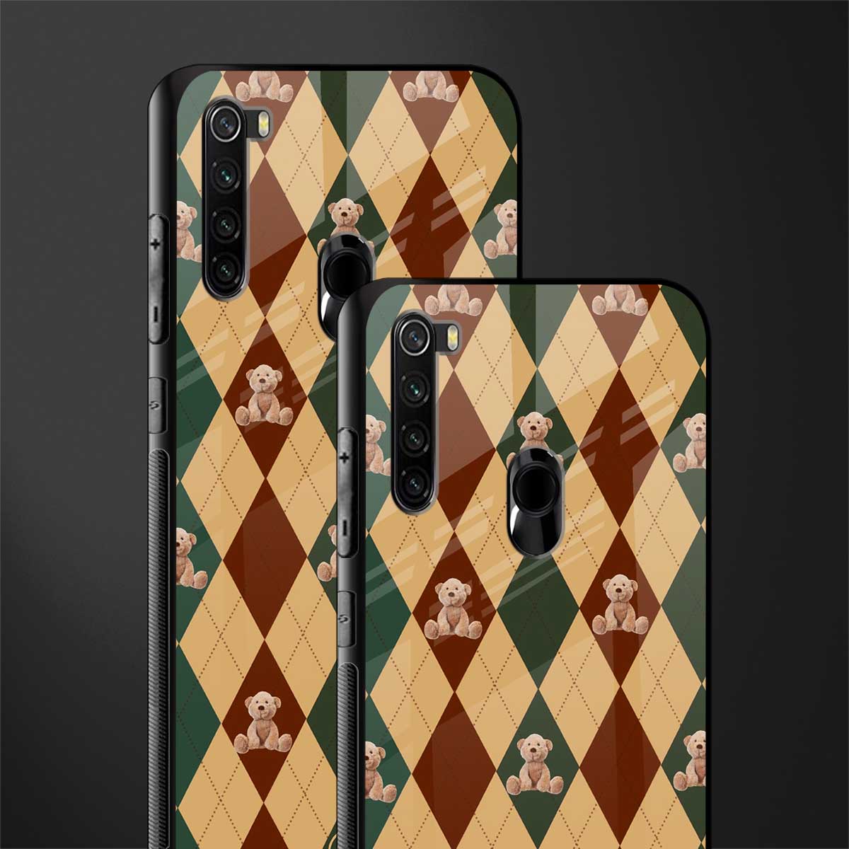 ted checkered pattern glass case for redmi note 8 image-2