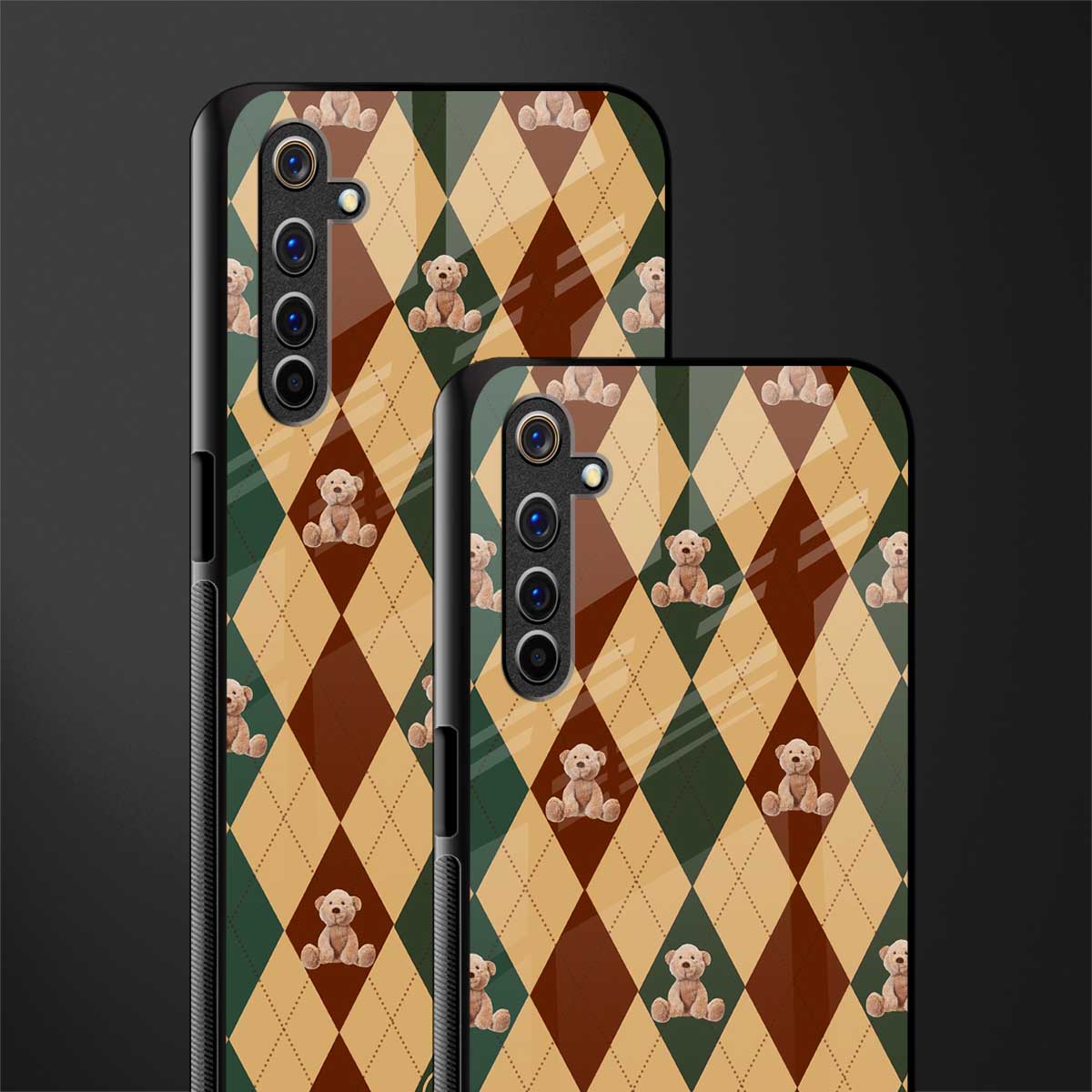 ted checkered pattern glass case for realme 6i image-2