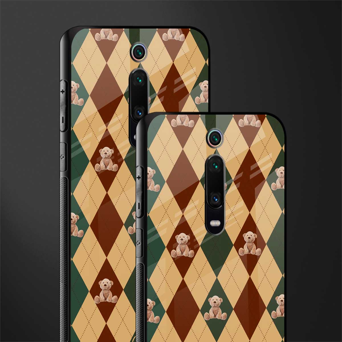 ted checkered pattern glass case for redmi k20 image-2