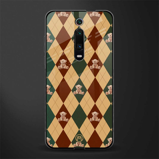 ted checkered pattern glass case for redmi k20 image