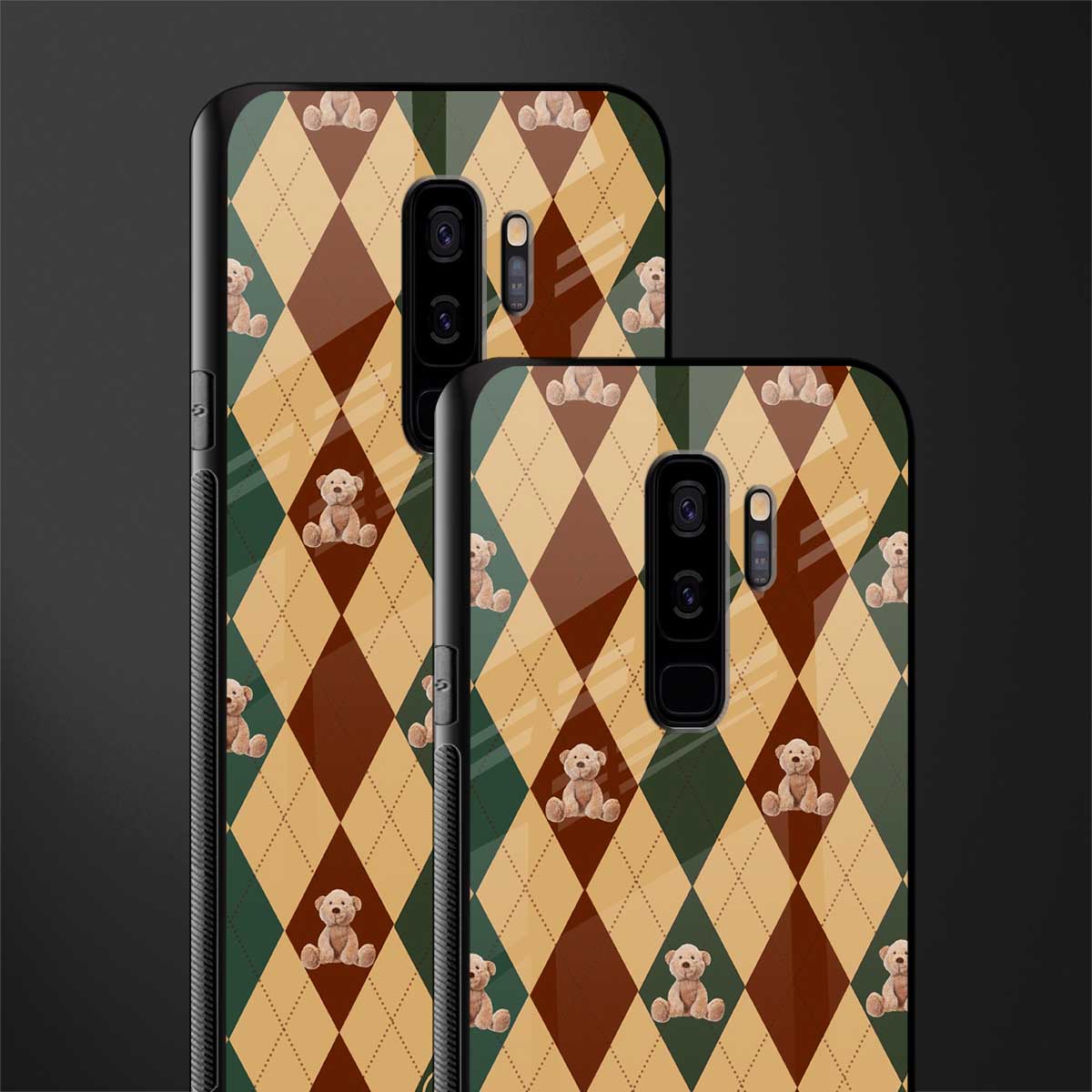 ted checkered pattern glass case for samsung galaxy s9 plus image-2