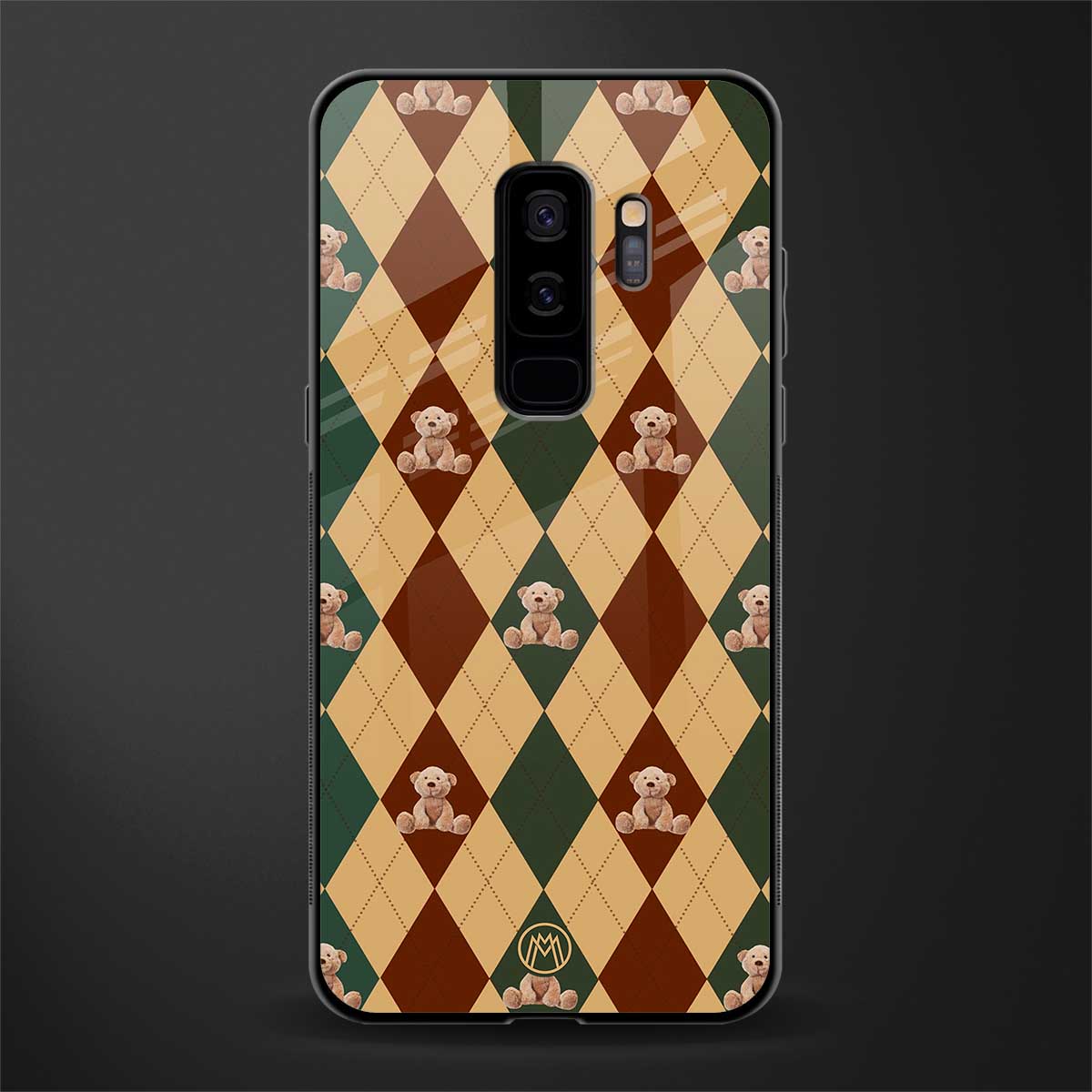 ted checkered pattern glass case for samsung galaxy s9 plus image