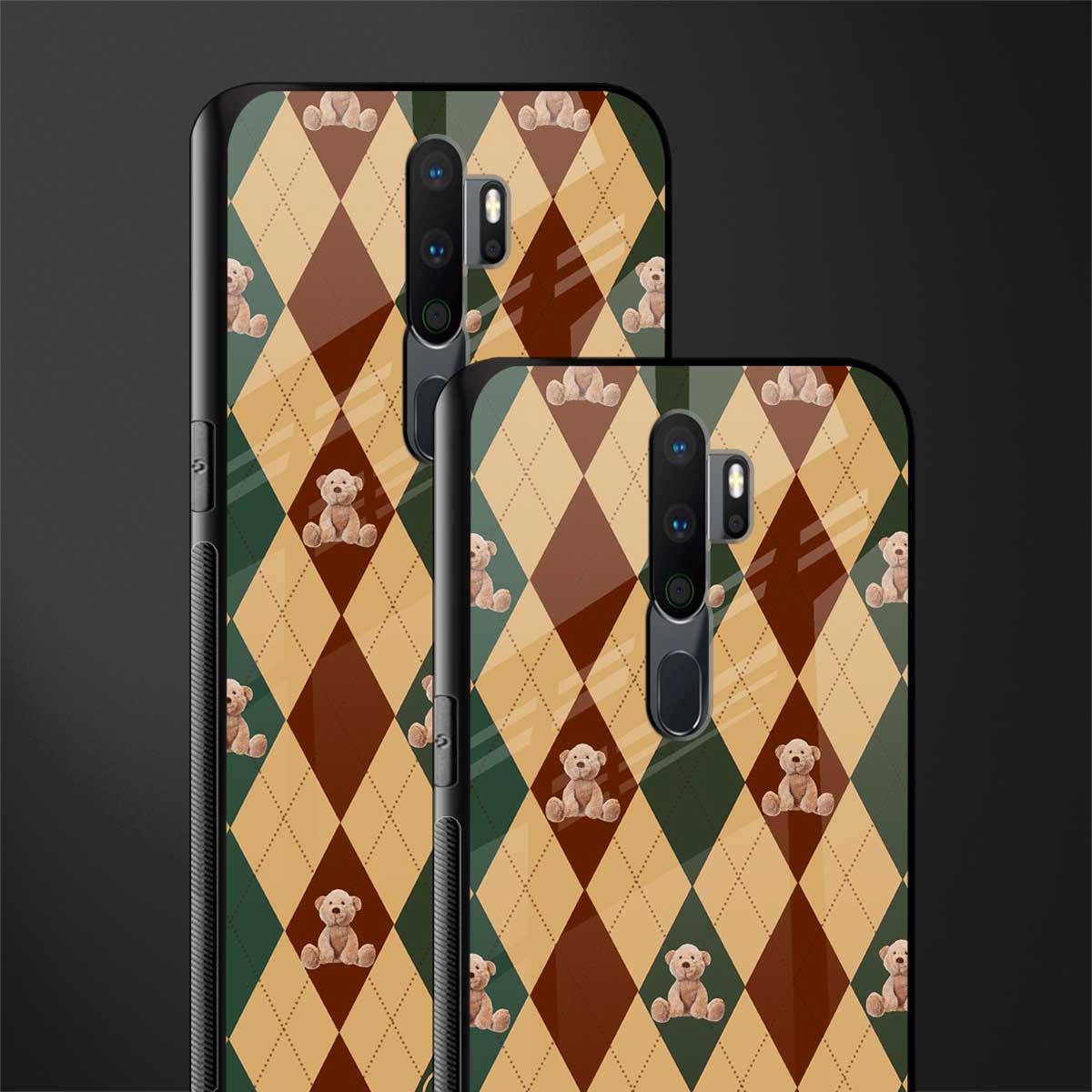 ted checkered pattern glass case for oppo a9 2020 image-2