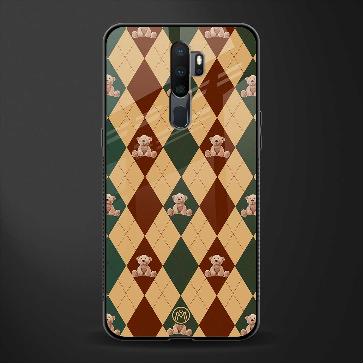ted checkered pattern glass case for oppo a9 2020 image