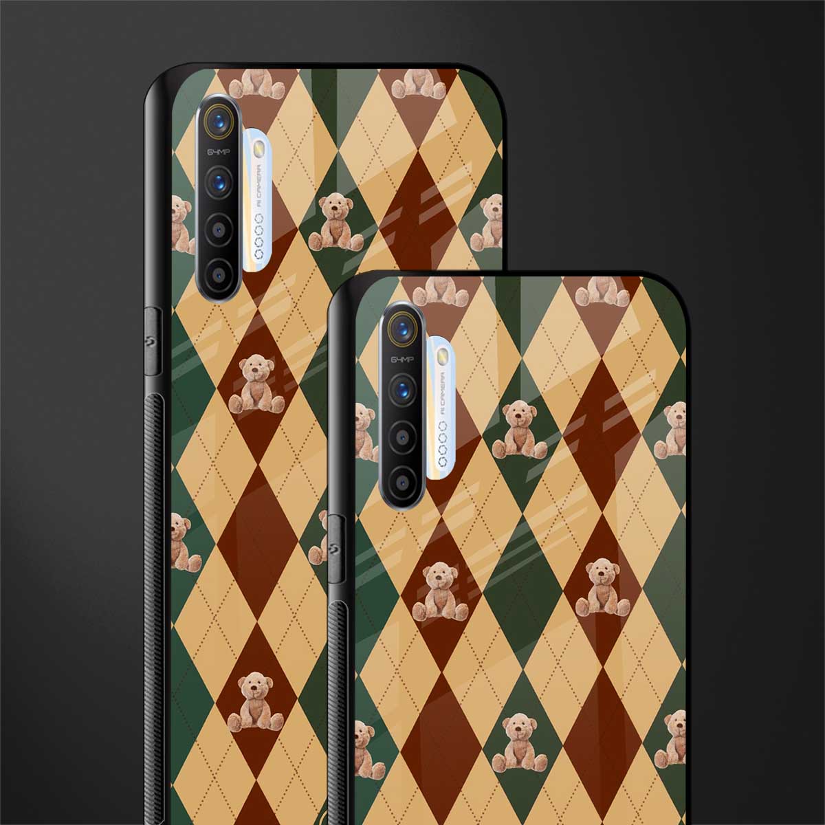 ted checkered pattern glass case for realme x2 image-2