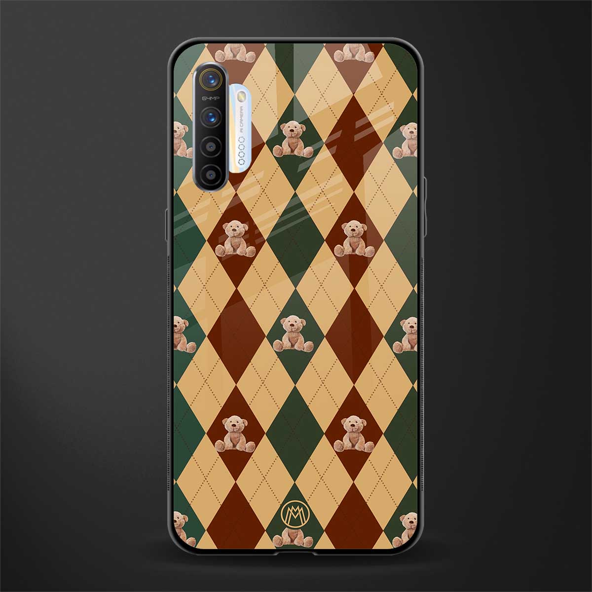 ted checkered pattern glass case for realme x2 image