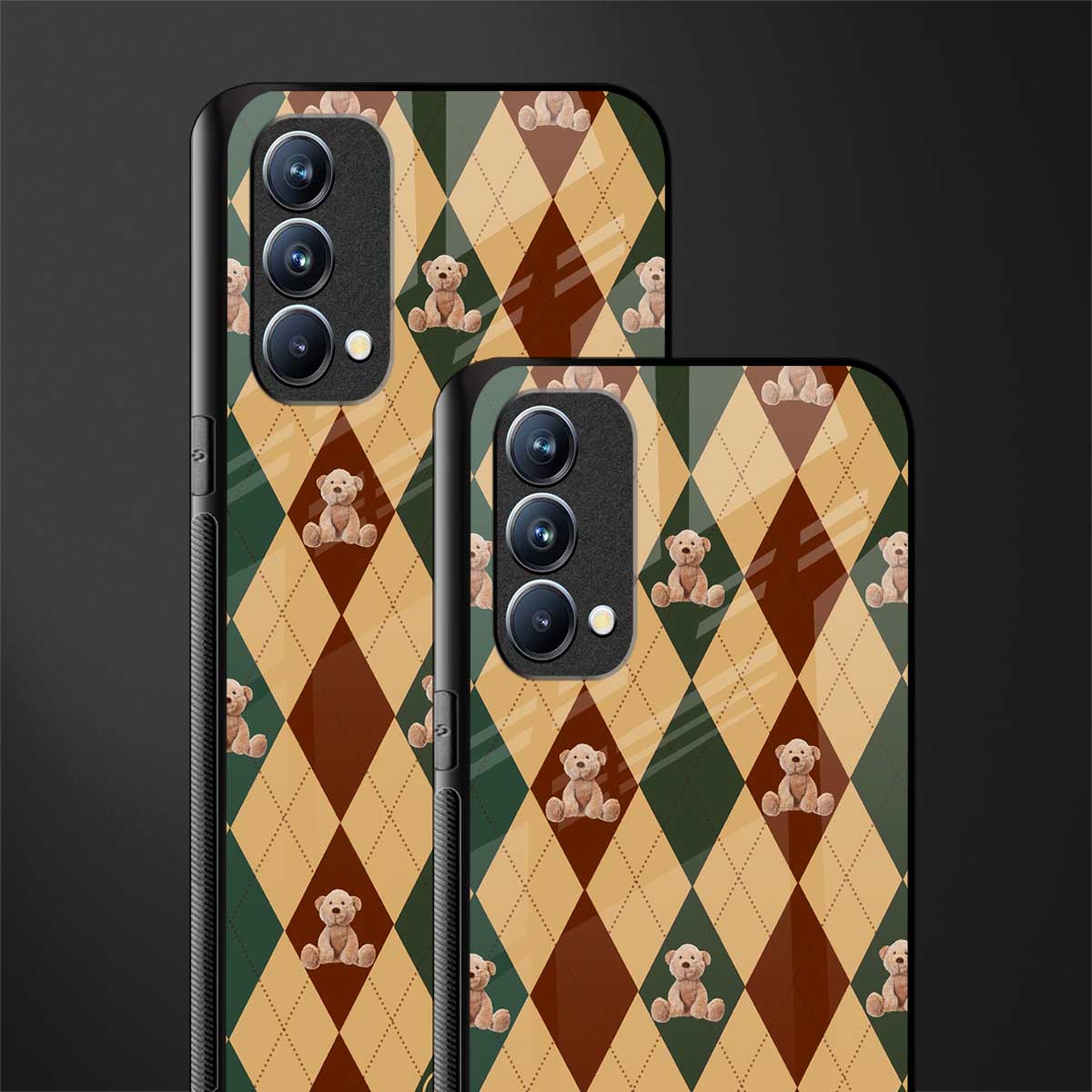 ted checkered pattern glass case for oppo f19s image-2