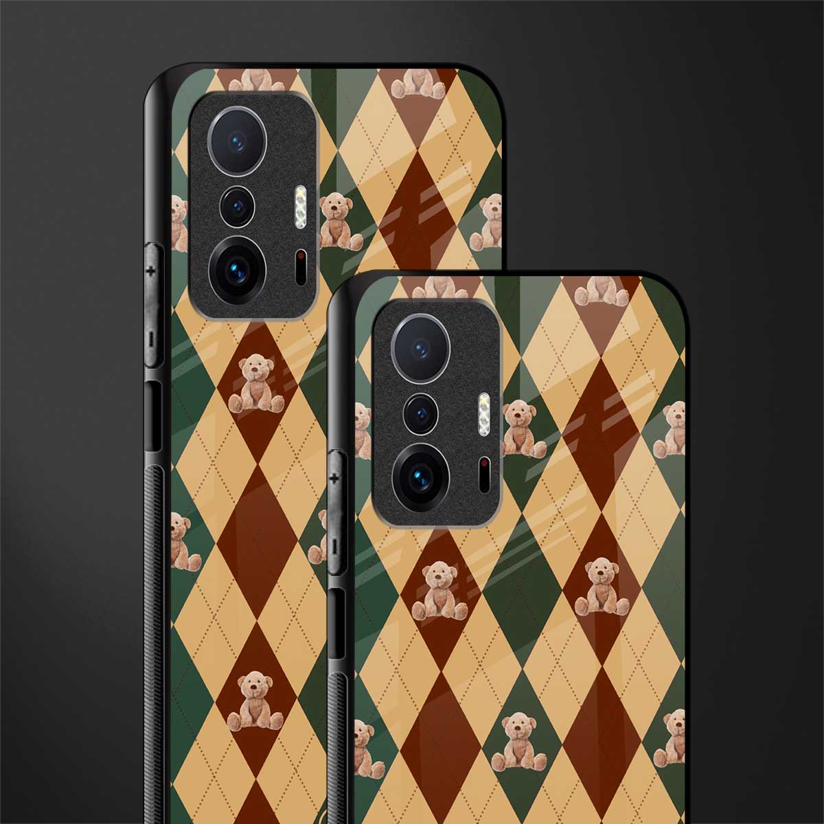 ted checkered pattern glass case for mi 11t pro 5g image-2
