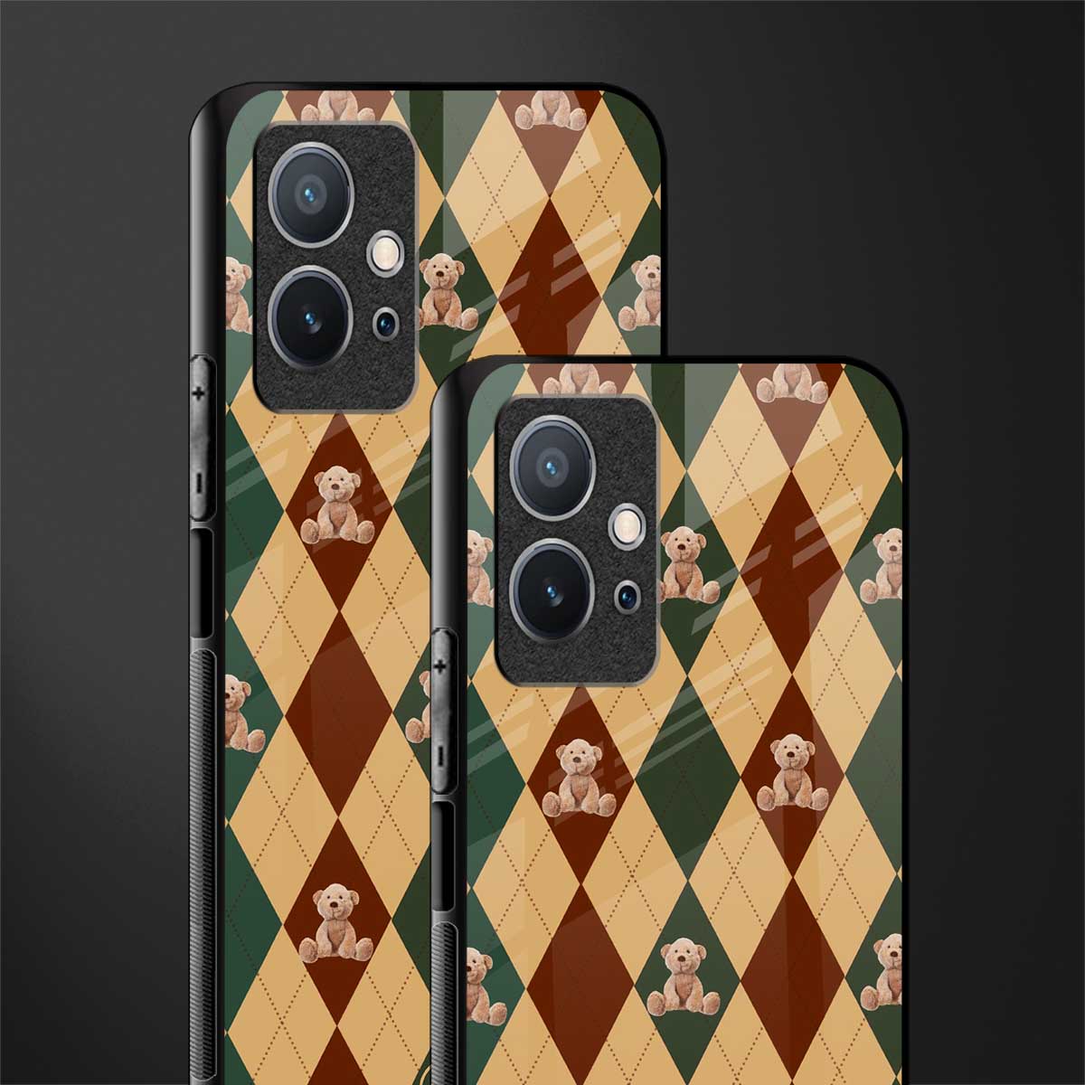 ted checkered pattern glass case for vivo y75 5g image-2