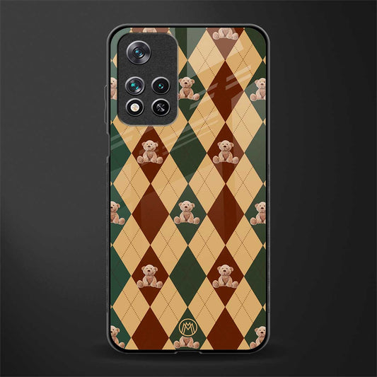 ted checkered pattern glass case for xiaomi 11i 5g image