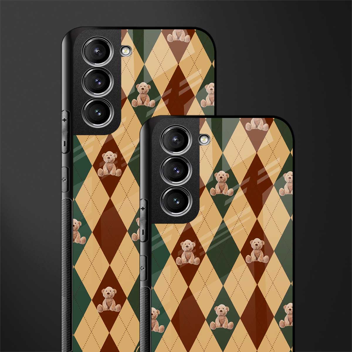 ted checkered pattern glass case for samsung galaxy s21 plus image-2