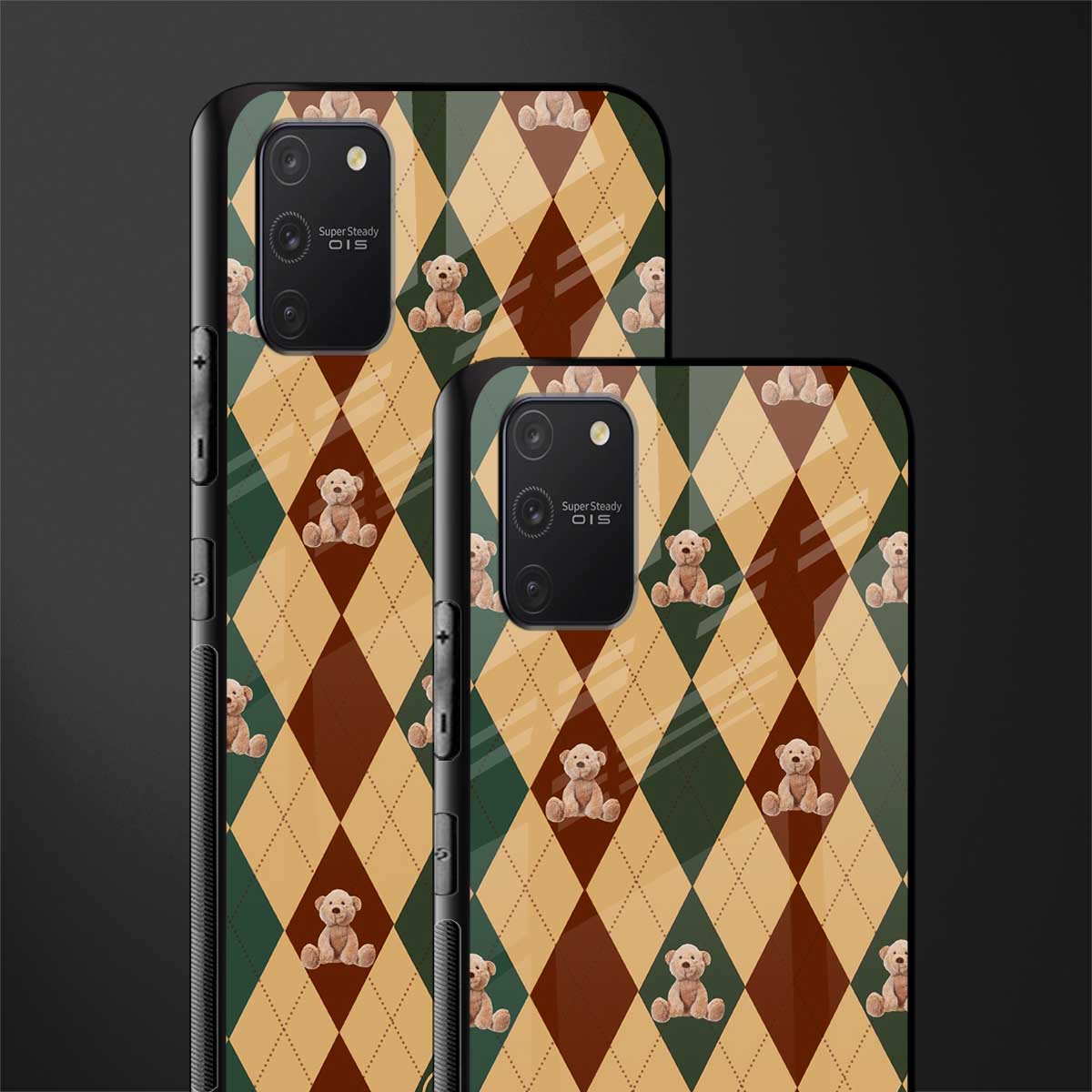 ted checkered pattern glass case for samsung galaxy s10 lite image-2
