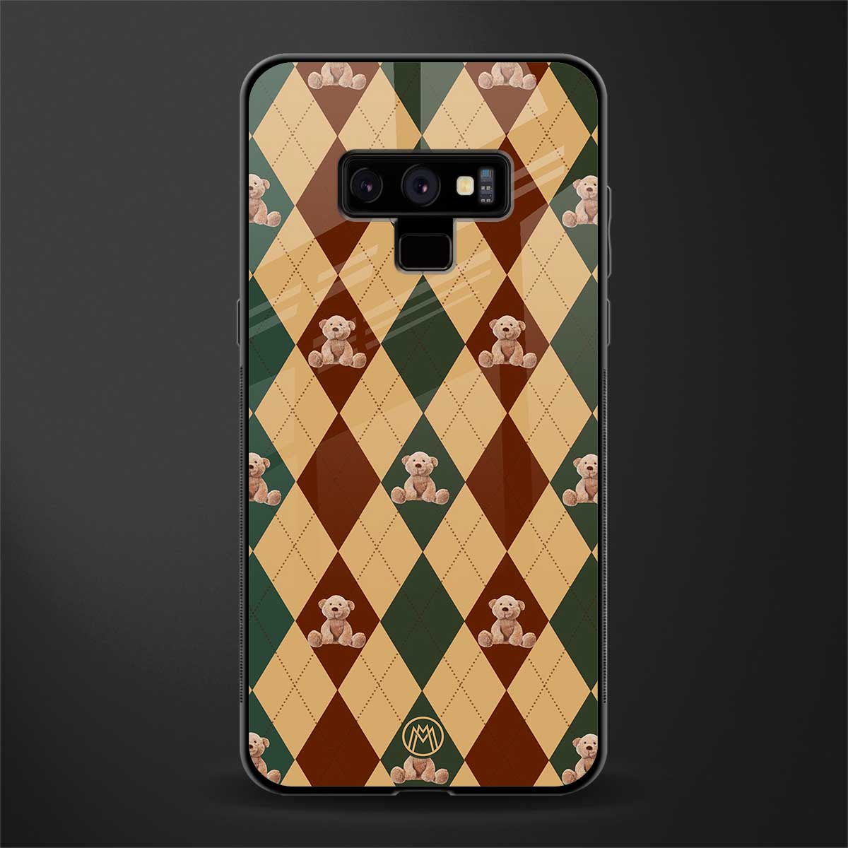 ted checkered pattern glass case for samsung galaxy note 9 image