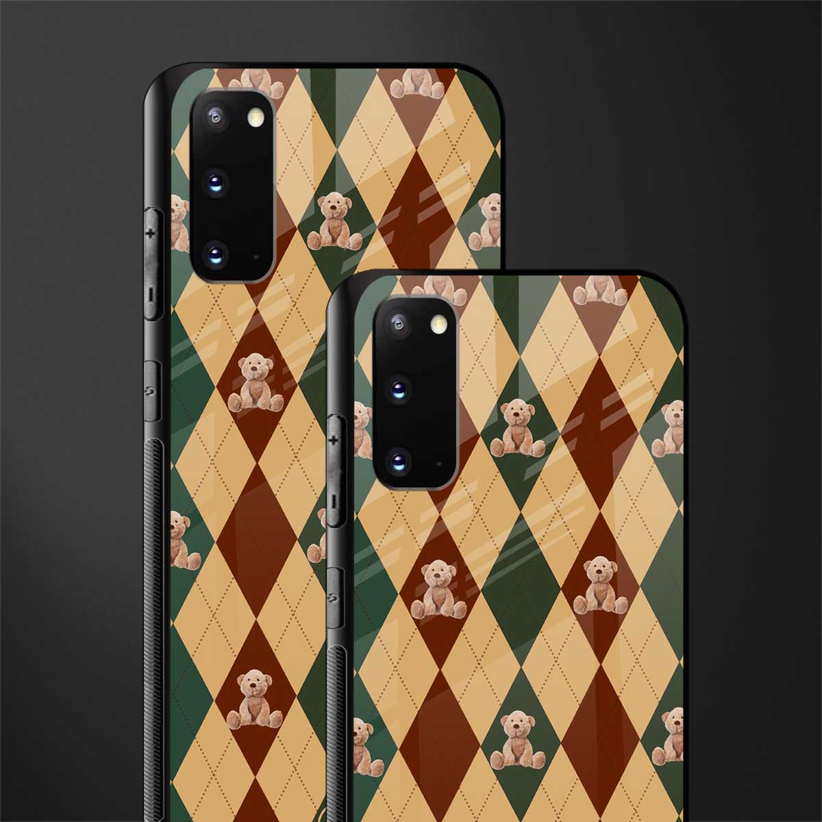 ted checkered pattern glass case for samsung galaxy s20 image-2