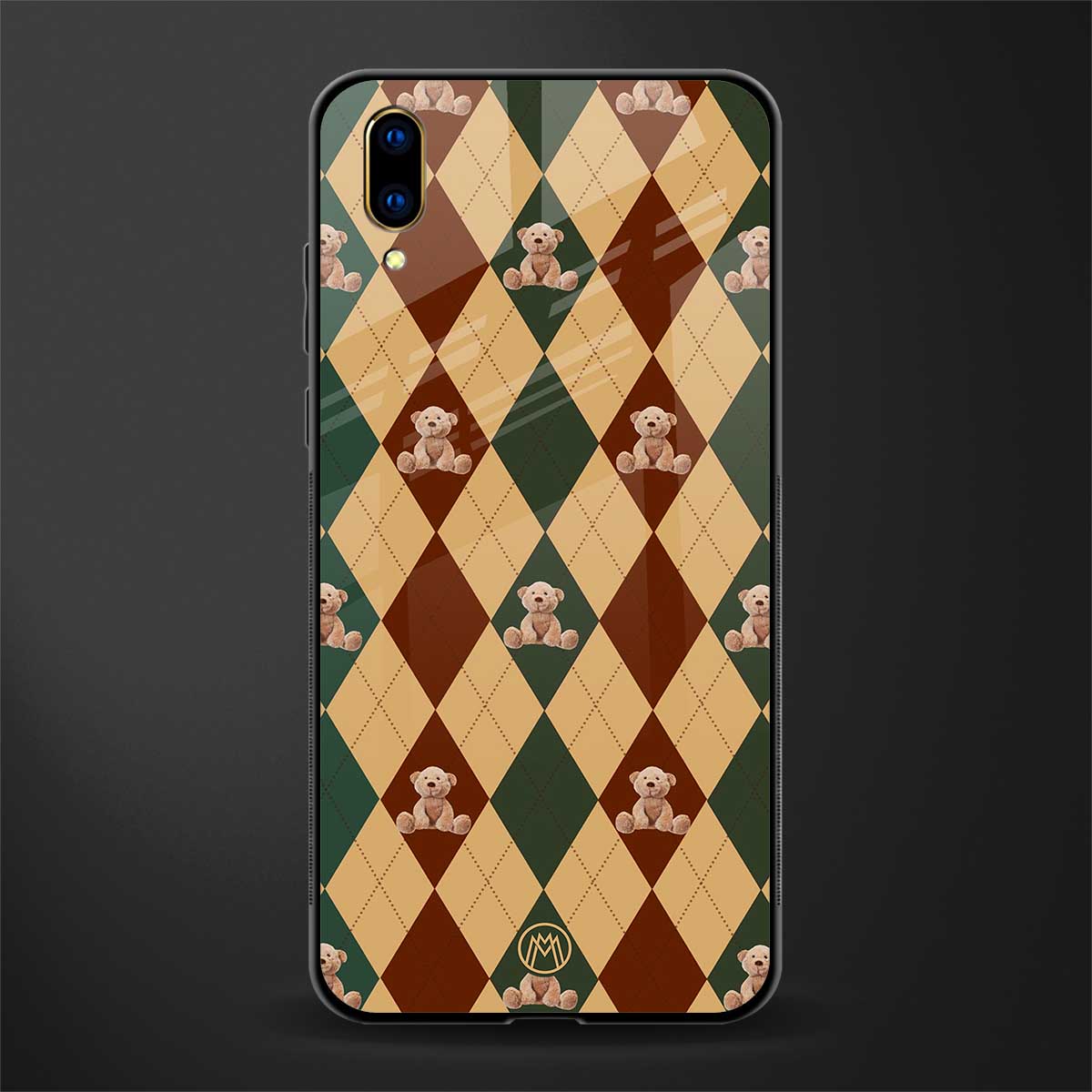ted checkered pattern glass case for vivo v11 pro image