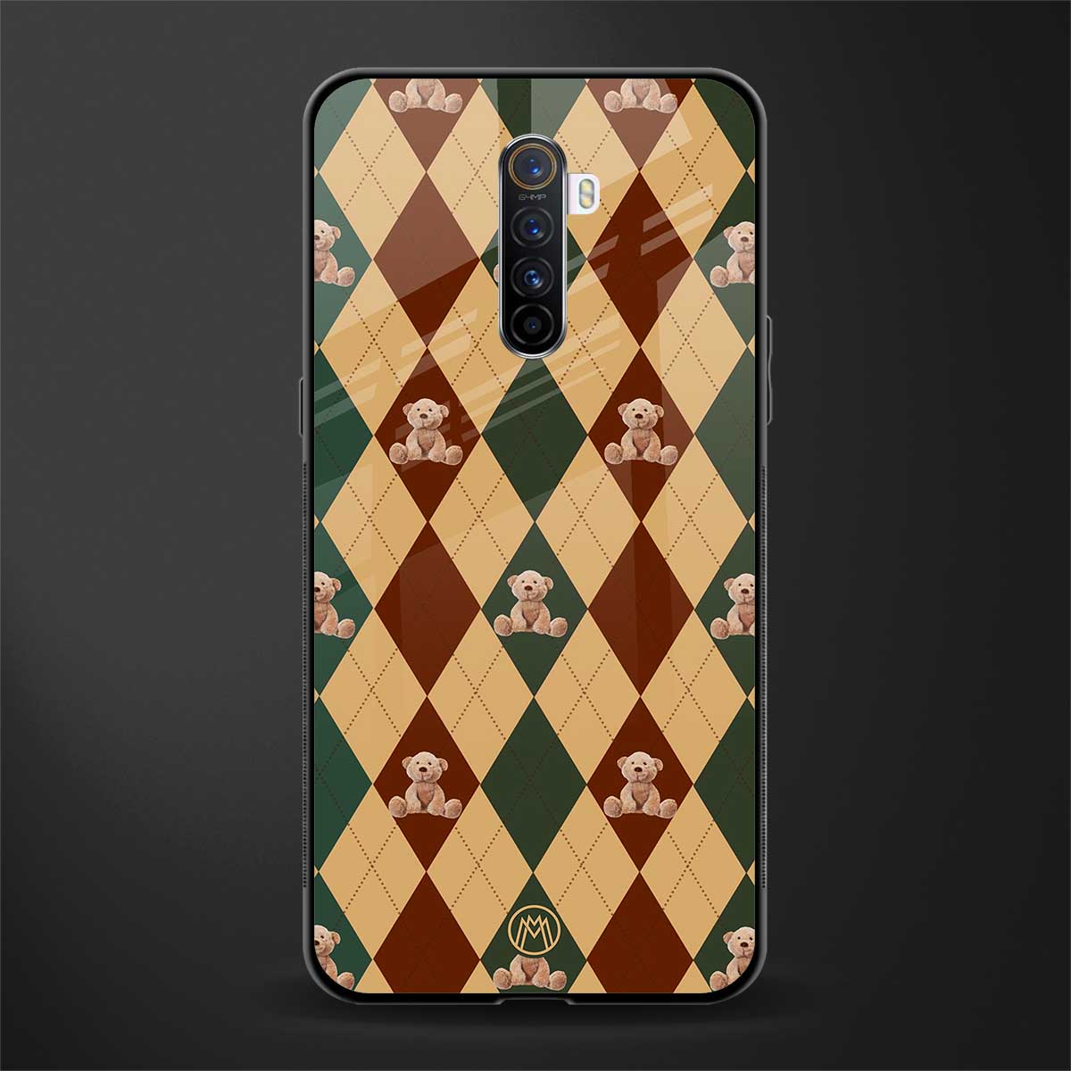 ted checkered pattern glass case for realme x2 pro image