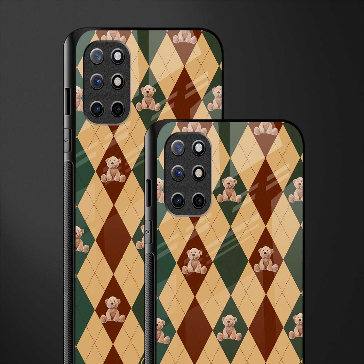 ted checkered pattern glass case for oneplus 8t image-2
