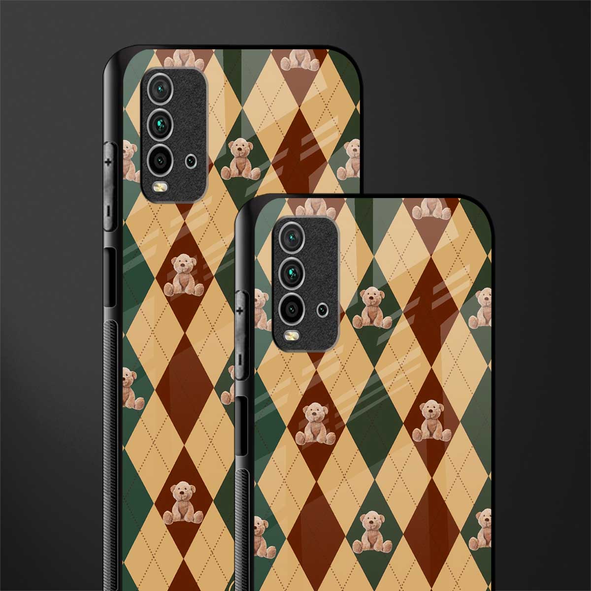 ted checkered pattern glass case for redmi 9 power image-2