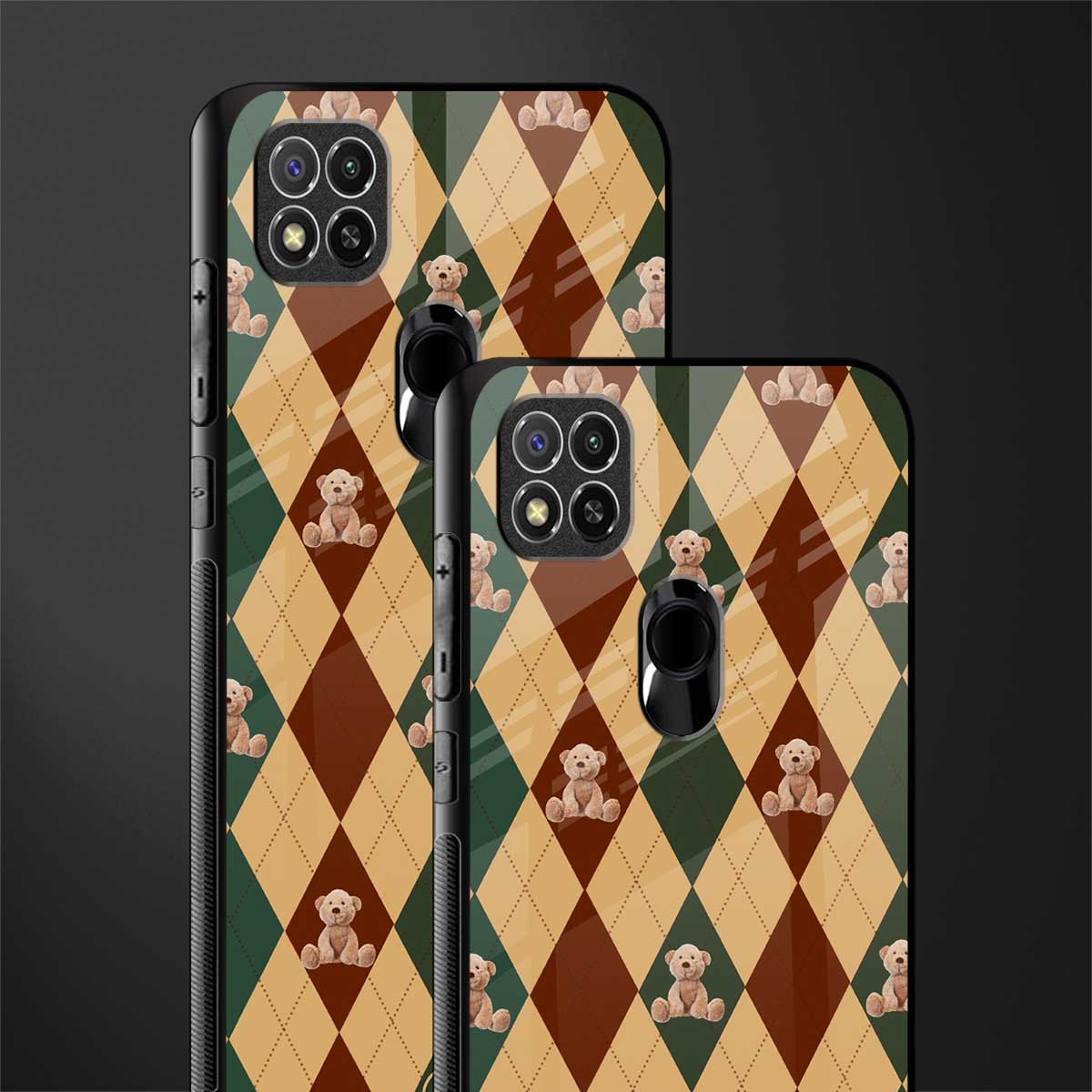 ted checkered pattern glass case for poco c31 image-2