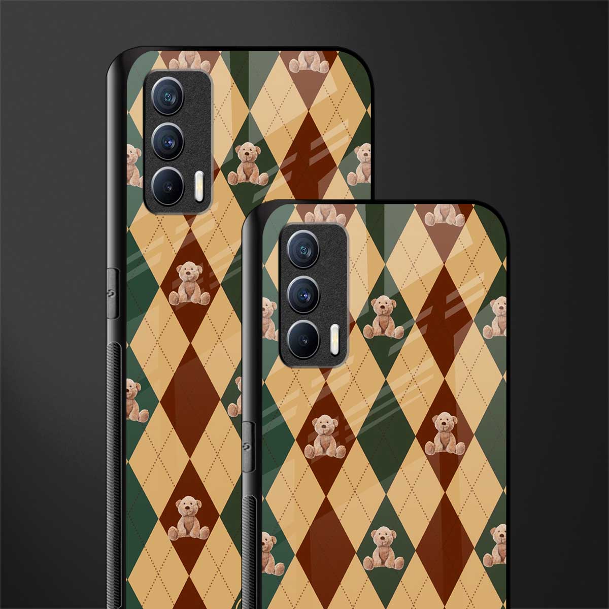 ted checkered pattern glass case for realme x7 image-2