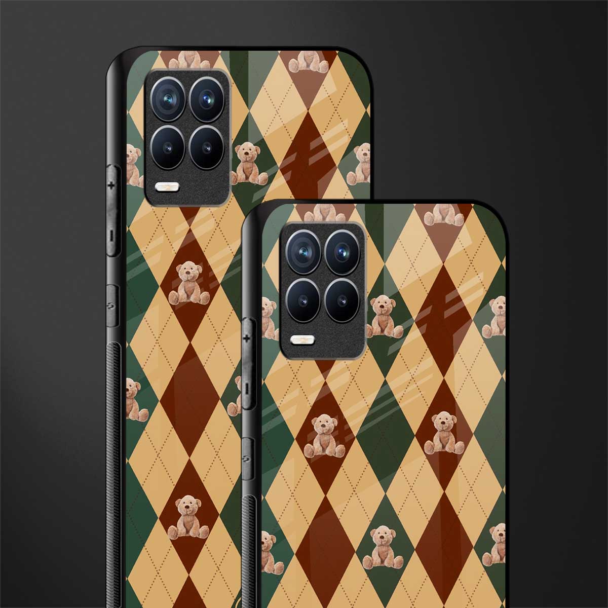 ted checkered pattern glass case for realme 8 4g image-2