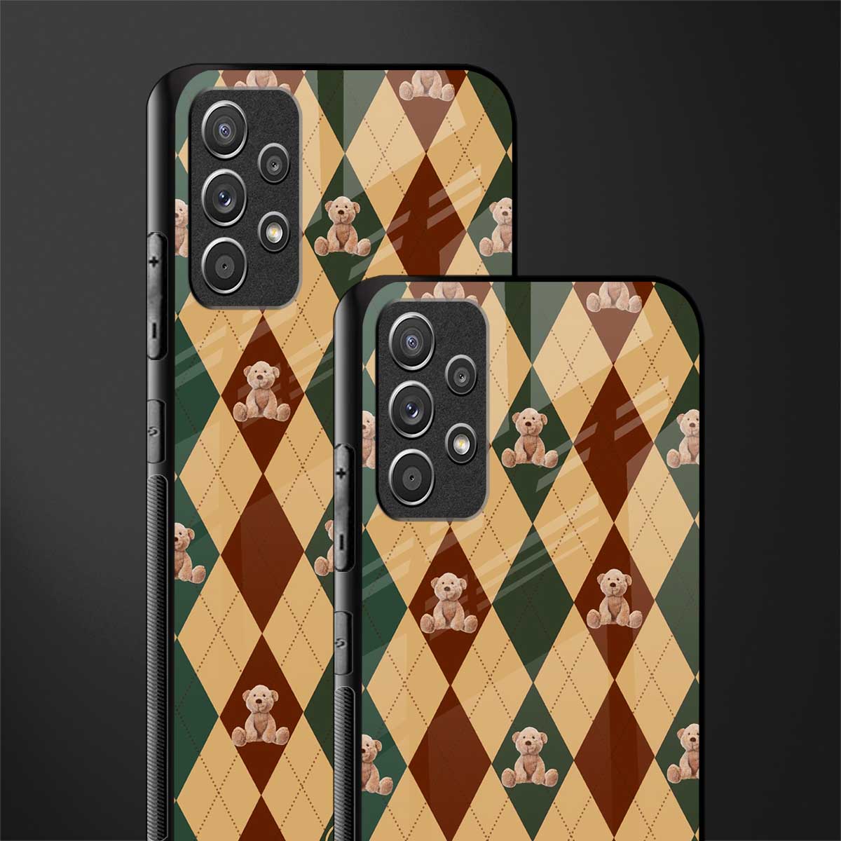 ted checkered pattern glass case for samsung galaxy a72 image-2
