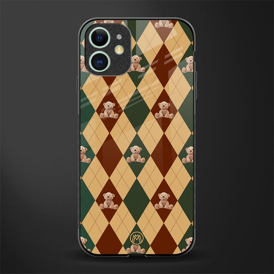 ted checkered pattern glass case for iphone 11 image