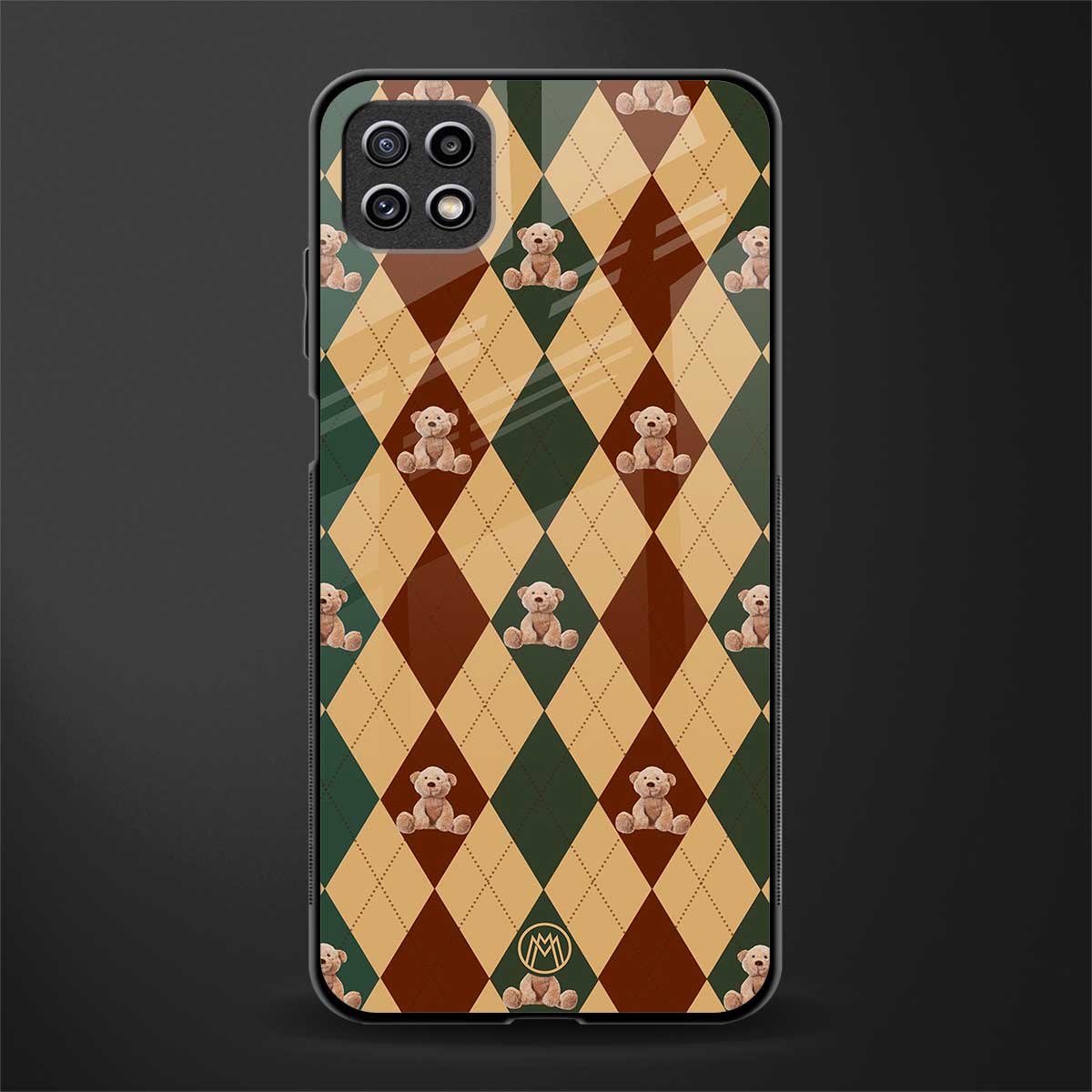 ted checkered pattern glass case for samsung galaxy a22 5g image