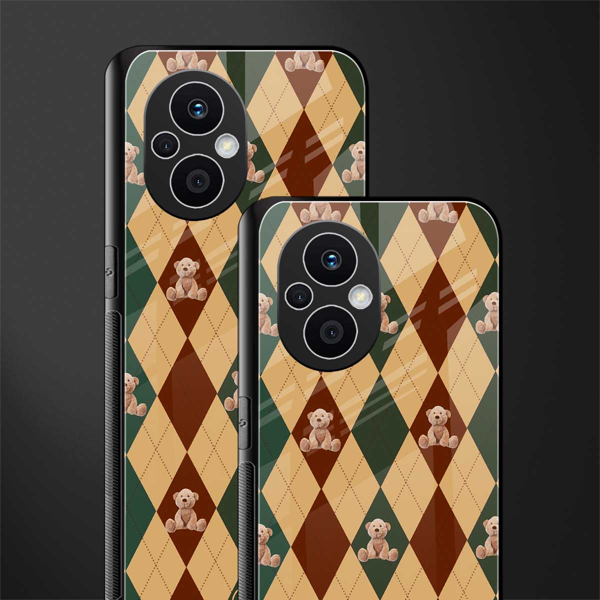 ted checkered pattern back phone cover | glass case for oppo f21 pro 5g