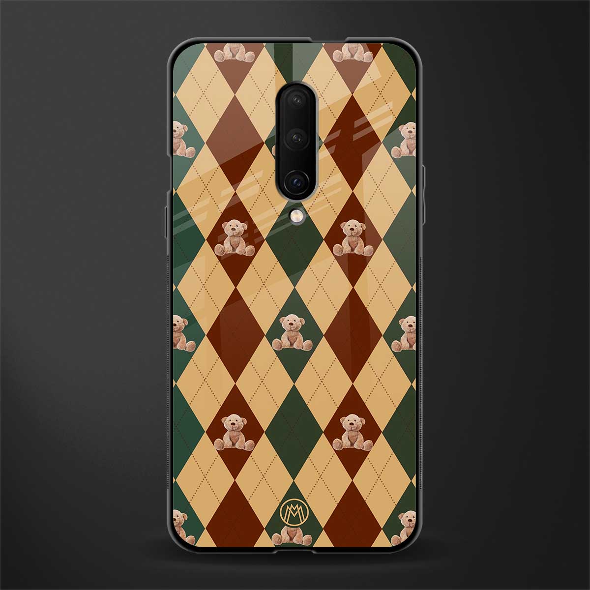 ted checkered pattern glass case for oneplus 7 pro image
