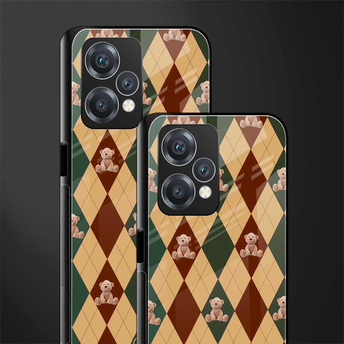 ted checkered pattern back phone cover | glass case for oneplus nord ce 2 lite 5g